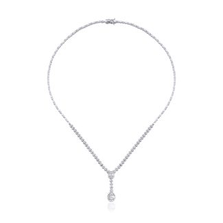 Amour - Baguette Diamond Pear Shape Wedding  Necklace