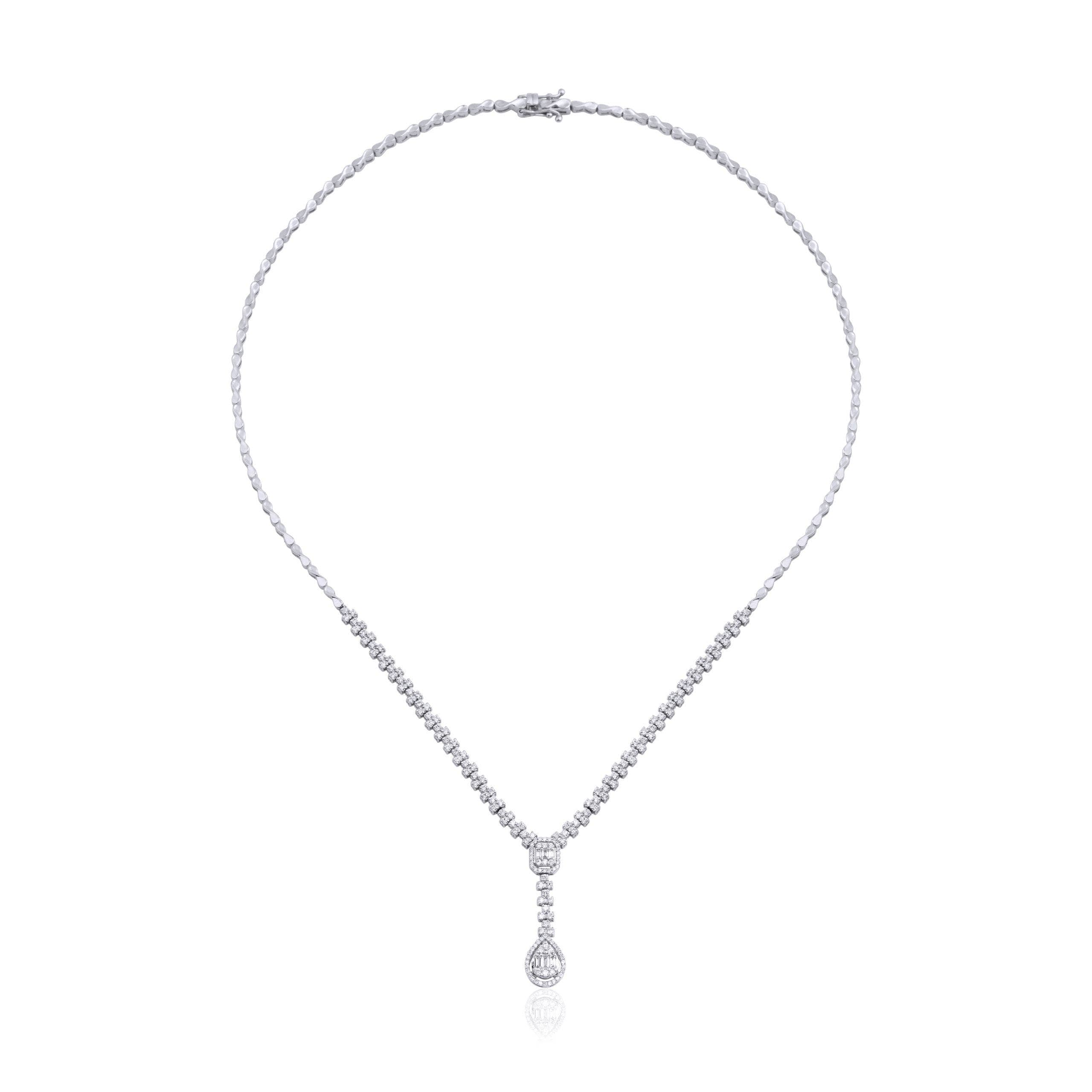 Baguette Diamond Pear Shape Wedding 1.55ct Necklace
