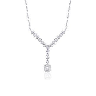 Amour - Baguette Diamond Wedding Necklace