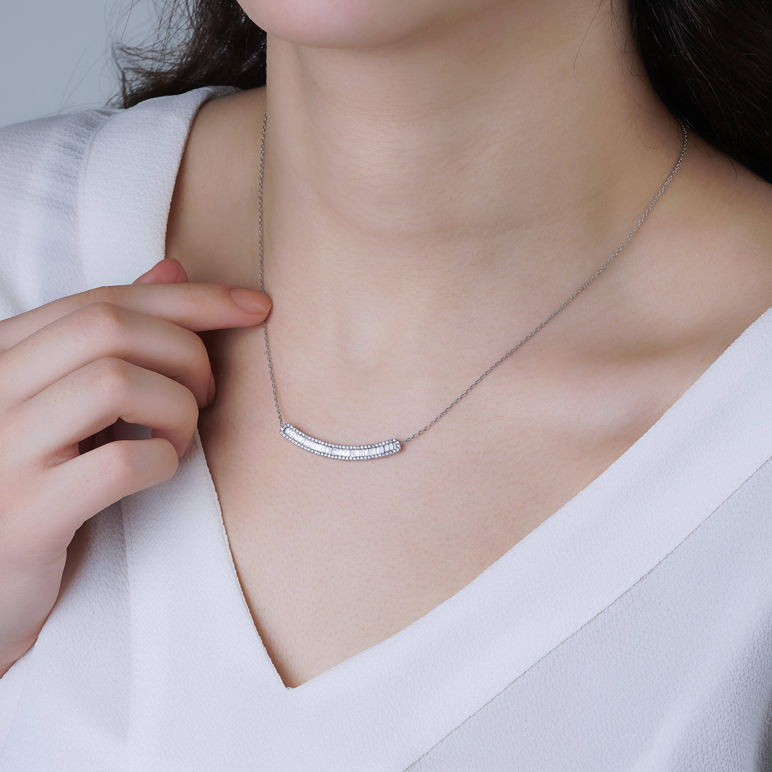Baguette Diamond Line 1.20ct Necklace