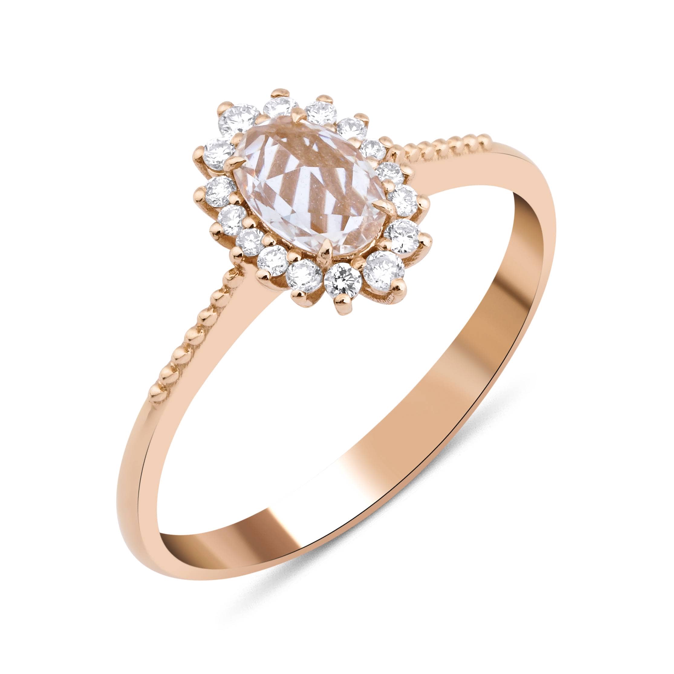 White Sapphire And Diamond 0.75ct Ring