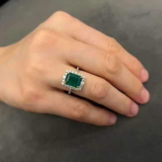 Emerald And Diamond Engagement 3.88ct Ring
