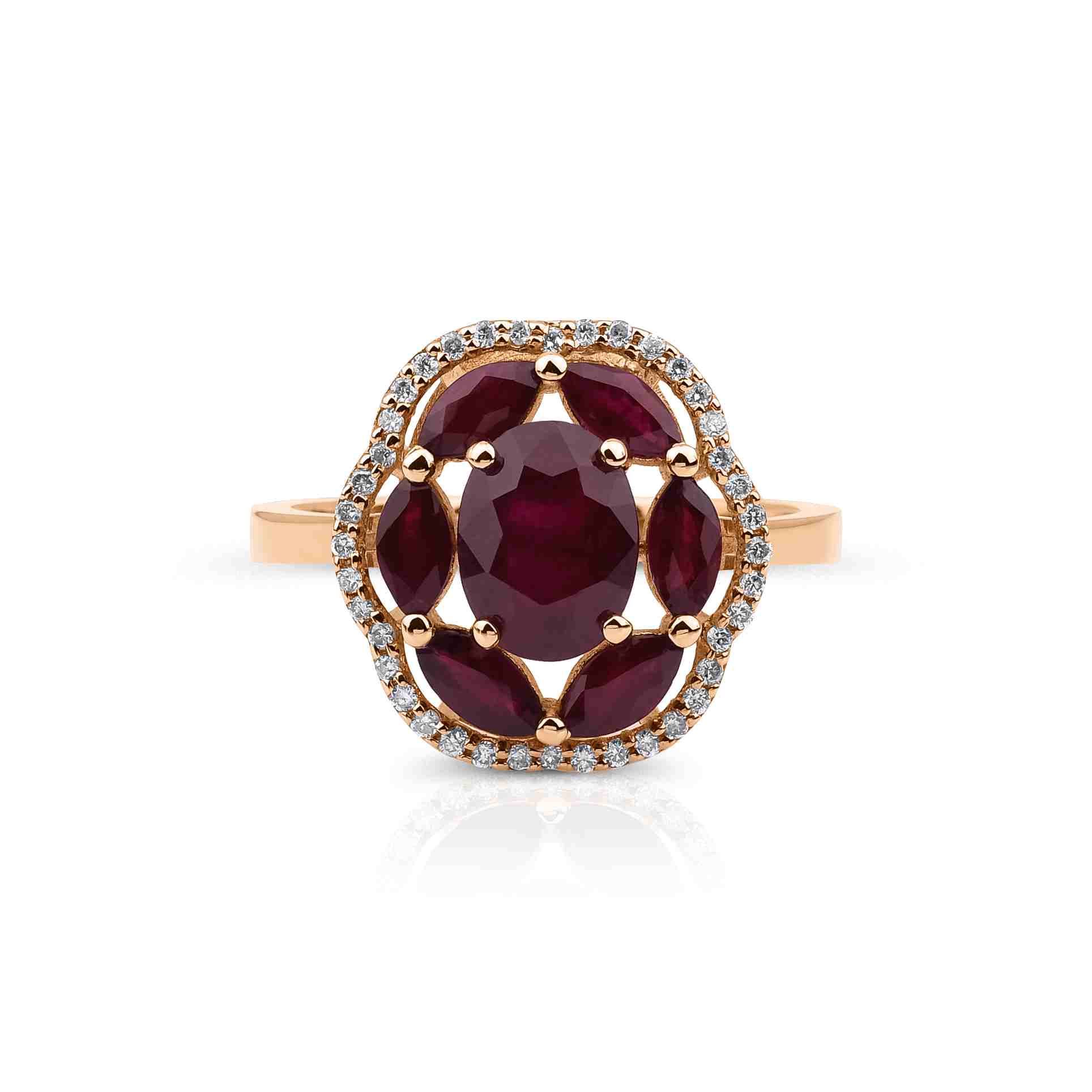 Ruby and Diamond Cluster 2.98ct Ring