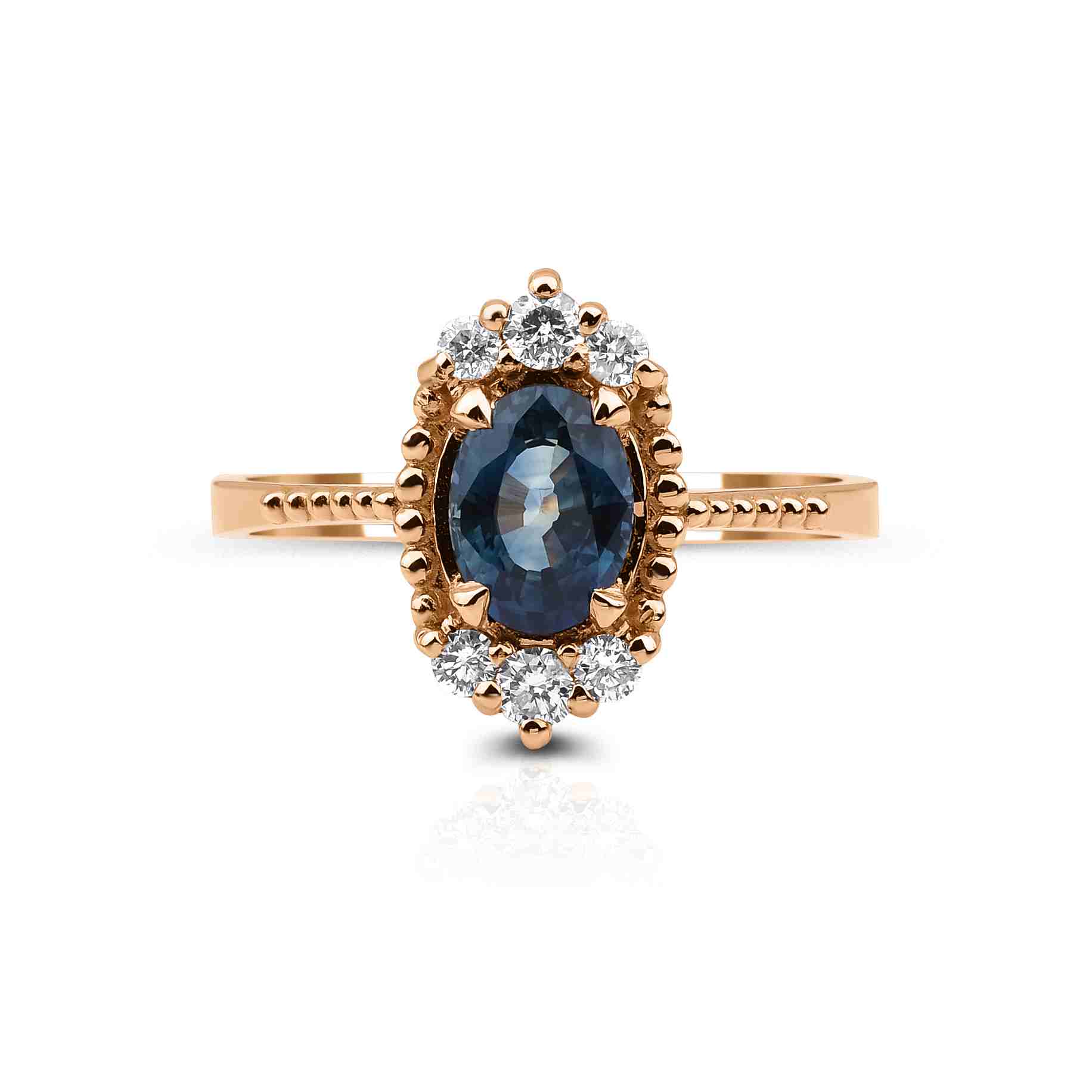 Blue Sapphire And Diamond Rose Gold 1.04ct Ring