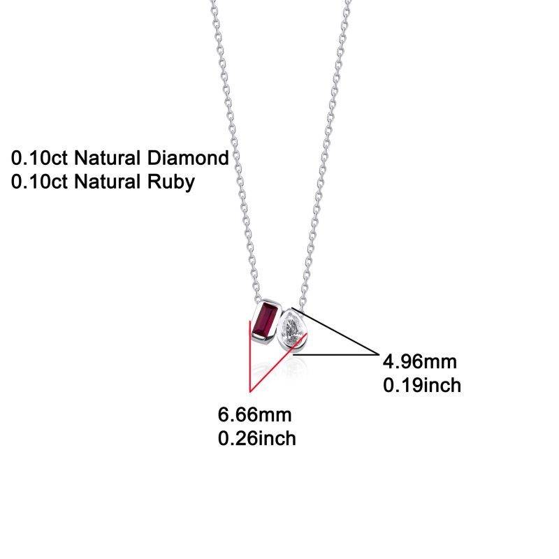 0.20ct Diamond And Ruby  ''Toi Et Moi Solid'' Gold Necklace