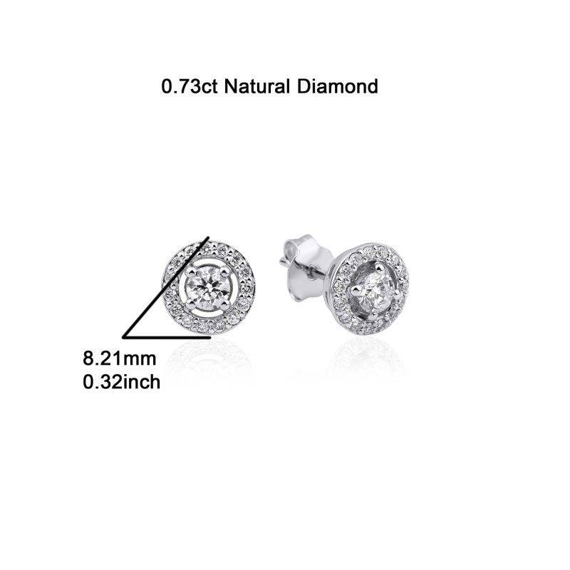 0.73ct Diamond Halo Stud  Earrings