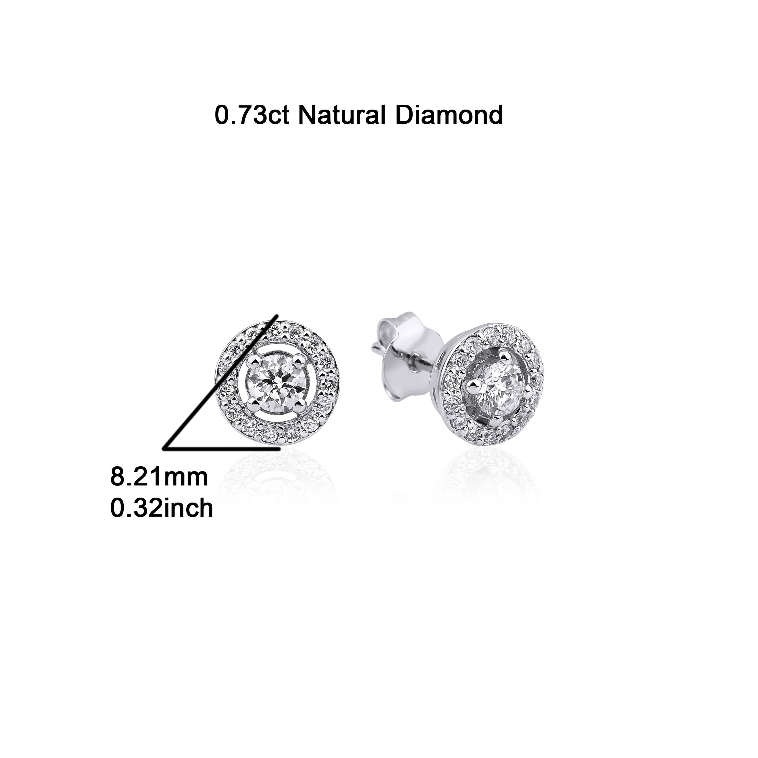 0.73ct Diamond Halo Stud  Earrings