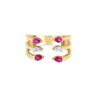 Diamond And Ruby Claw 0.55ct Ring