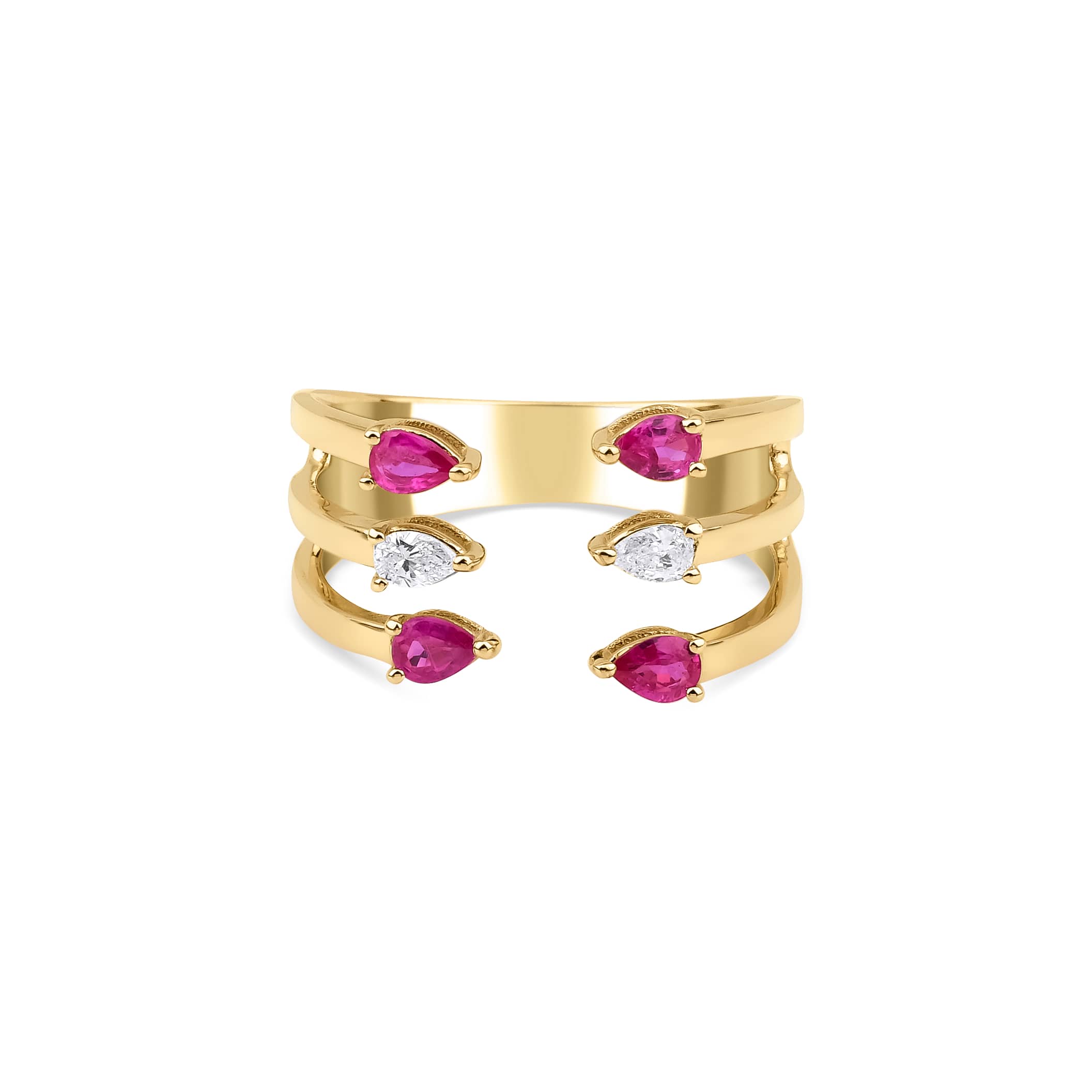 Diamond And Ruby Claw 0.55ct Ring