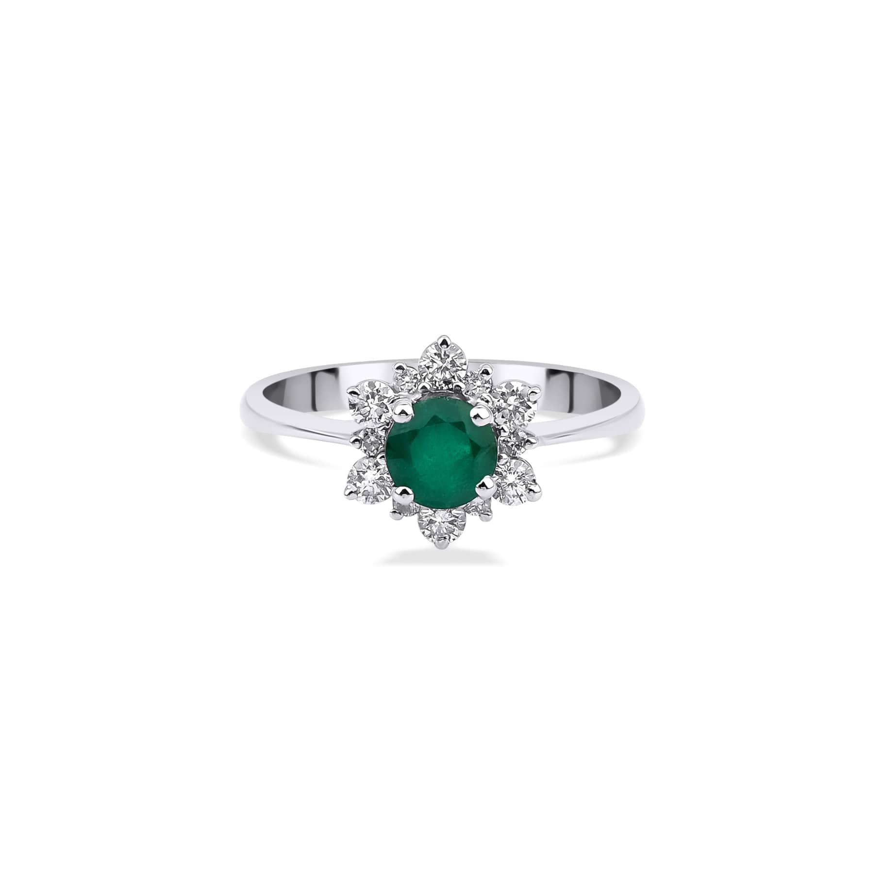 Emerald And Diamond Cluster 1.01ct Ring