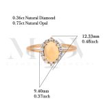 Opal And Diamond Halo 1.11ct Ring