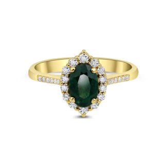 Emerald And Diamond Halo 1.43ct Ring