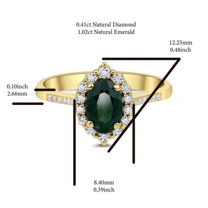 Emerald And Diamond Halo 1.43ct Ring