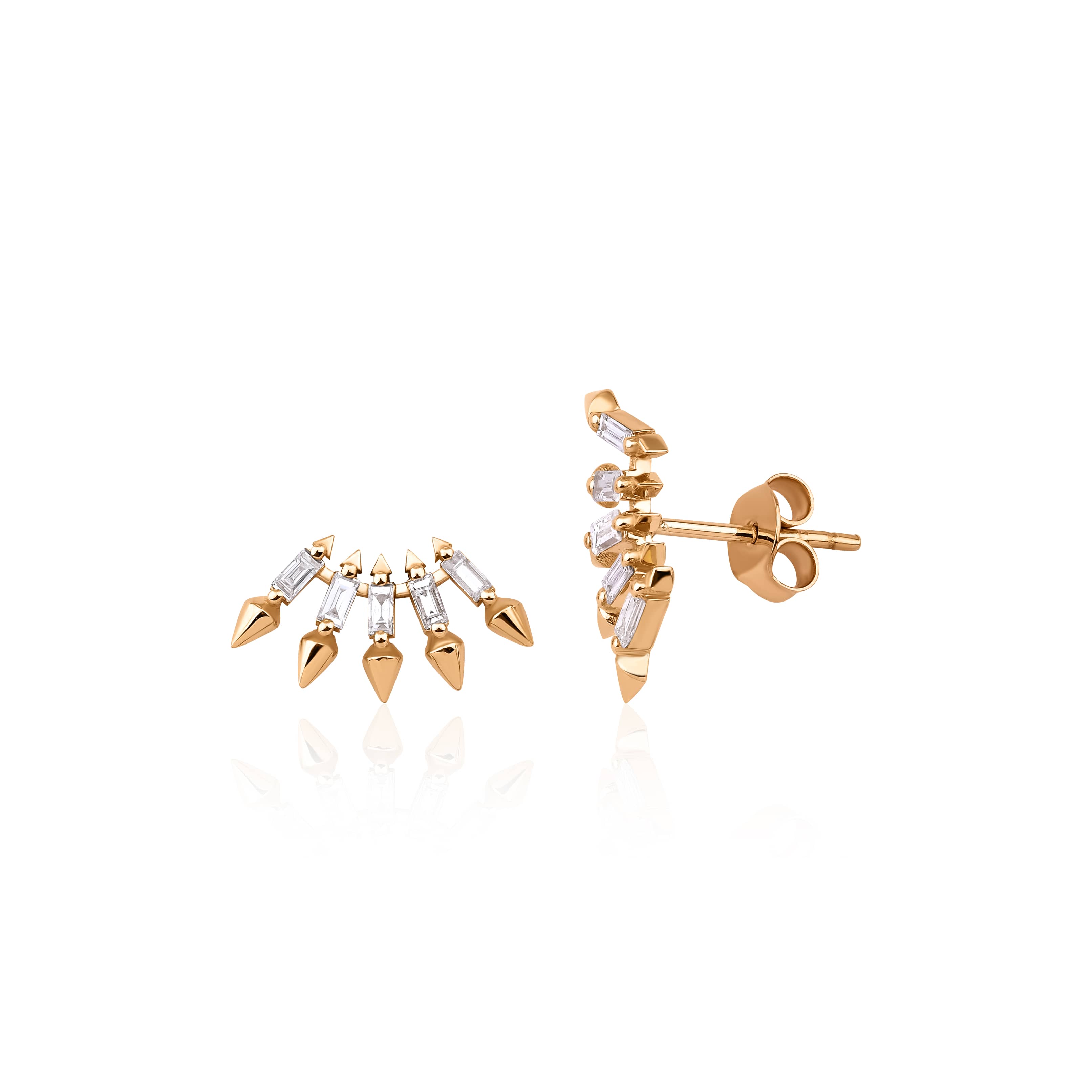 Baguette Diamond 0.30ct Spike Solid Gold Earrings