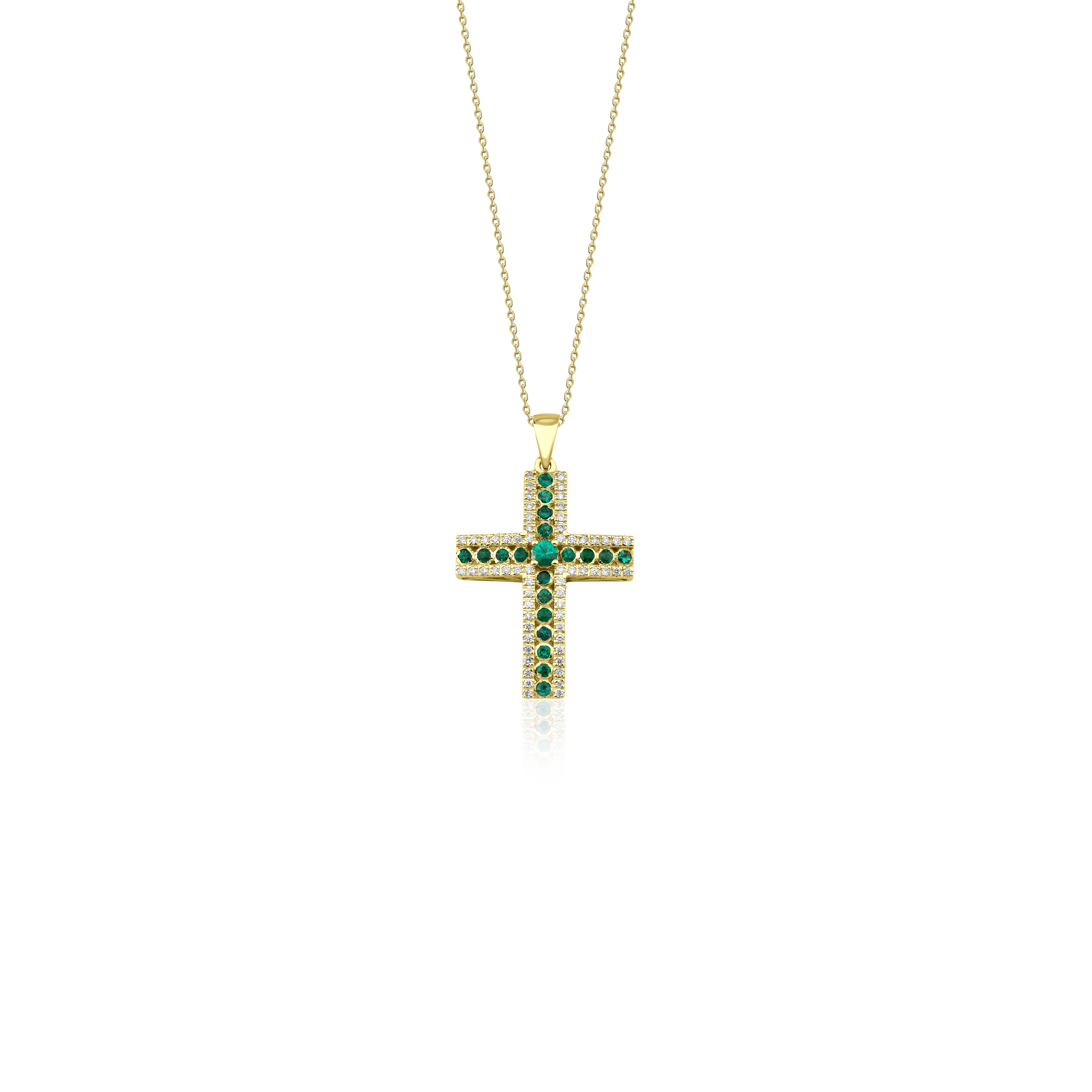 Emerald And Diamond Cross 0.45ct Neckalce