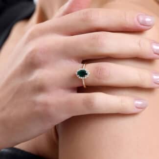 Emerald And Diamond Halo 1.43ct Ring