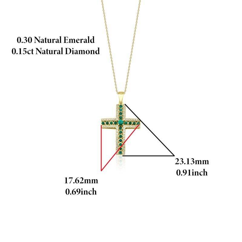 Emerald And Diamond Cross 0.45ct Neckalce