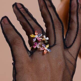 Rainbow Sapphire And Diamond 3.48ct Ring