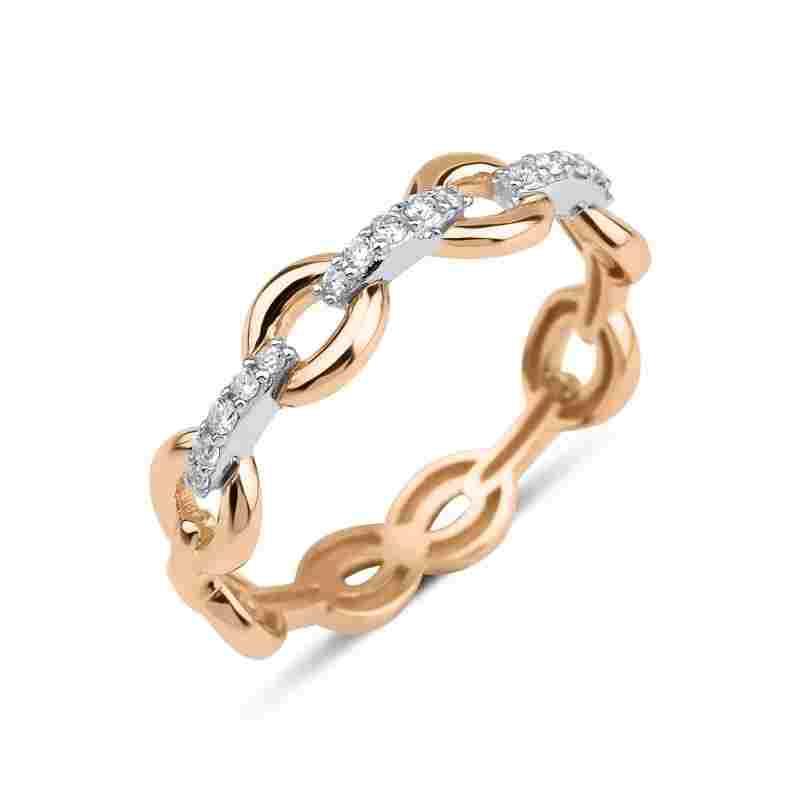 Diamond And Solid Chain 0.12ct Ring