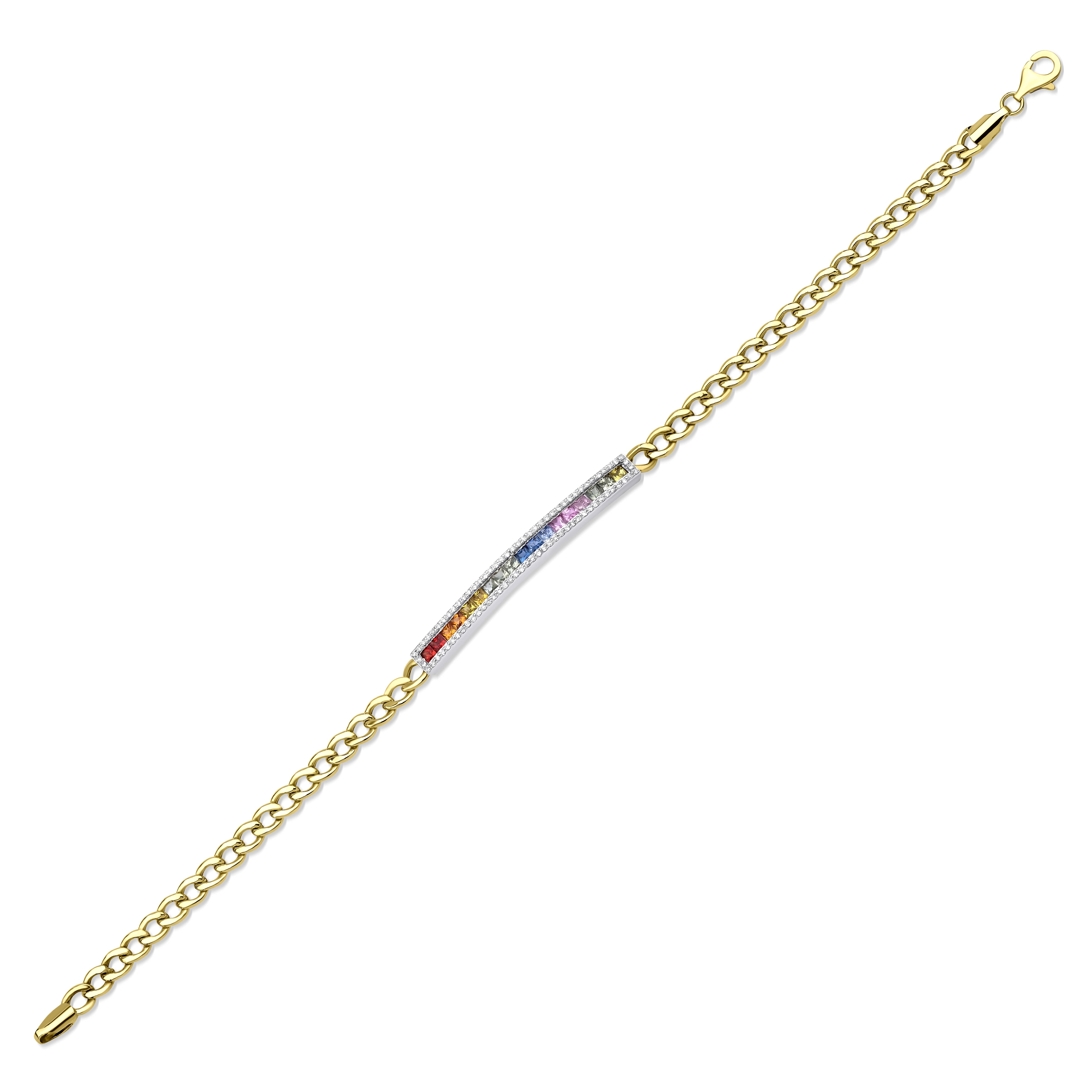 Rainbow Sapphire 2.58ct Chain Link Bracelet