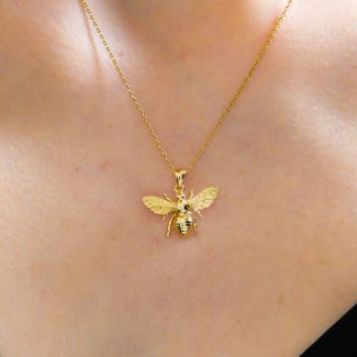 Gold And Diamond 0.01ct Bee Necklace