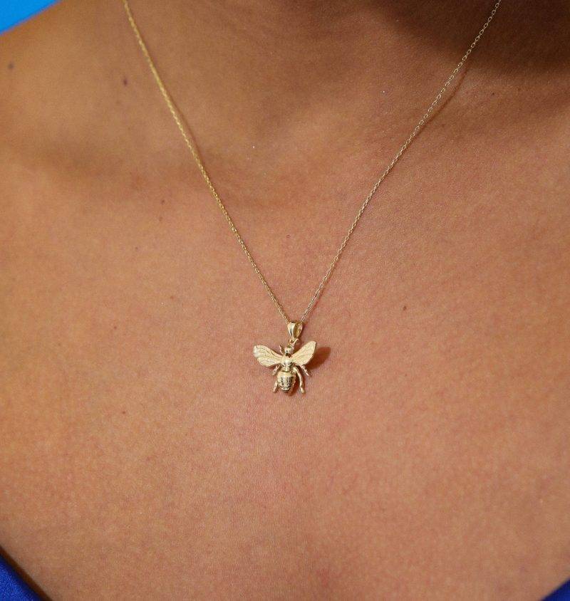 Gold And Diamond 0.01ct Bee Necklace