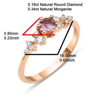 Morganite 0.50ct  And Diamond Solid Gold Ring