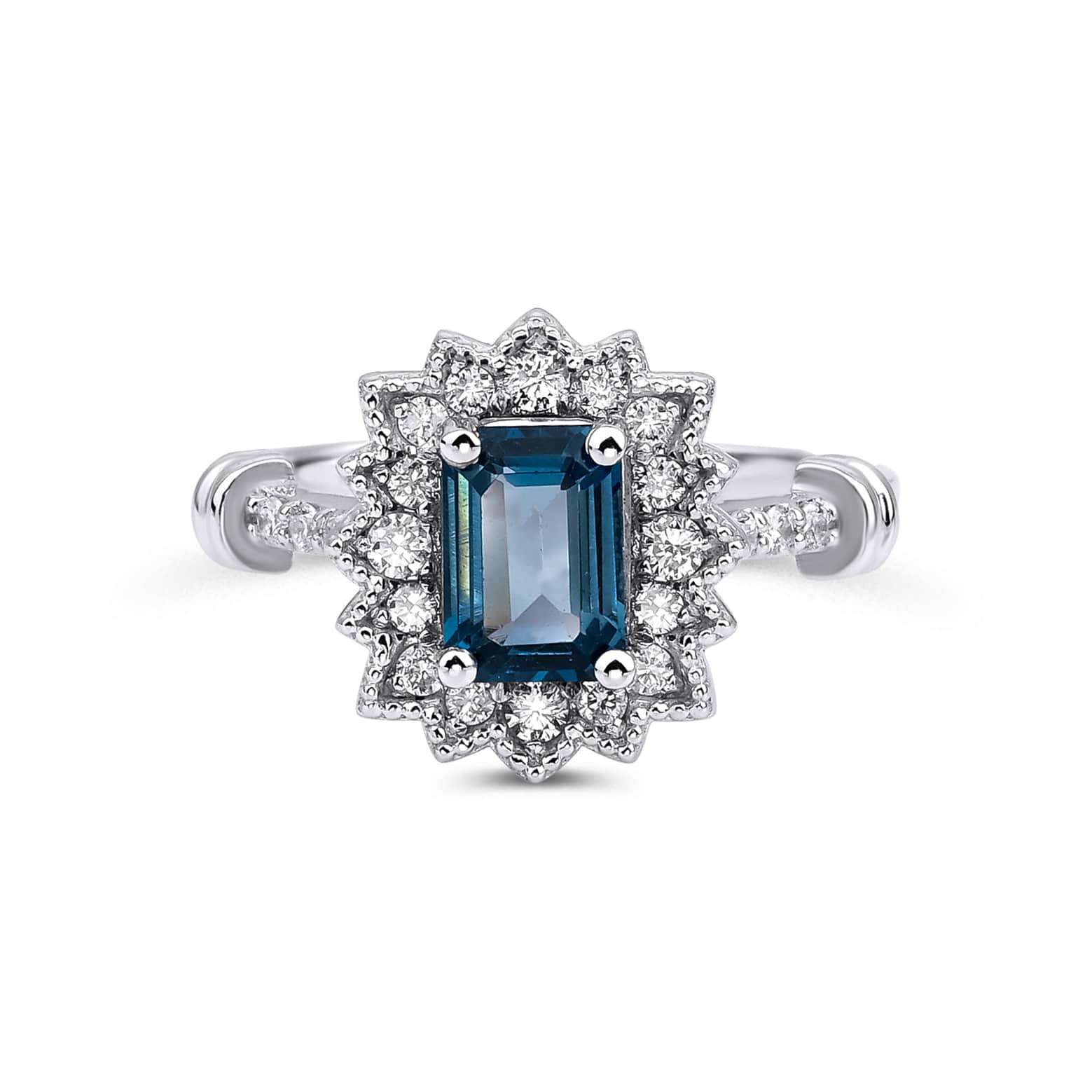 Sapphire And Diamond Halo 1.45ct Ring
