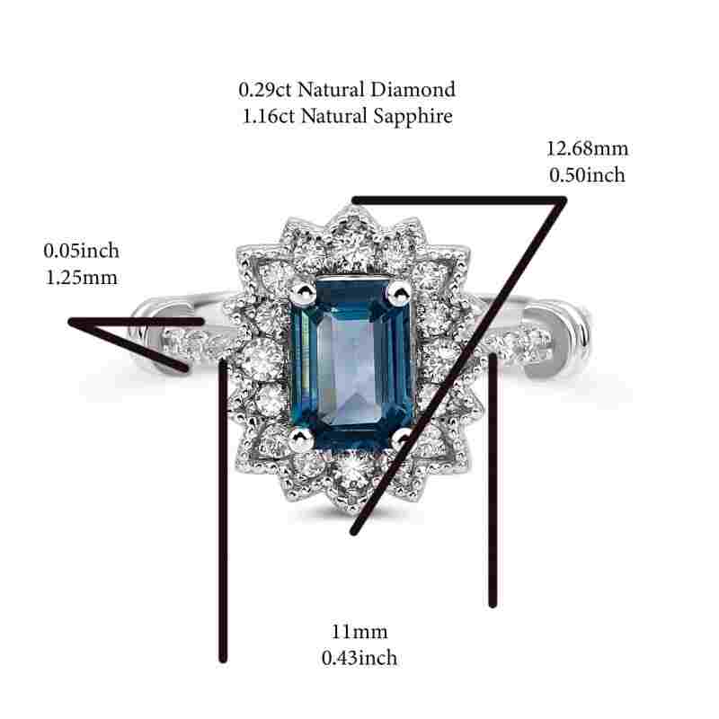 Sapphire And Diamond Halo 1.45ct Ring