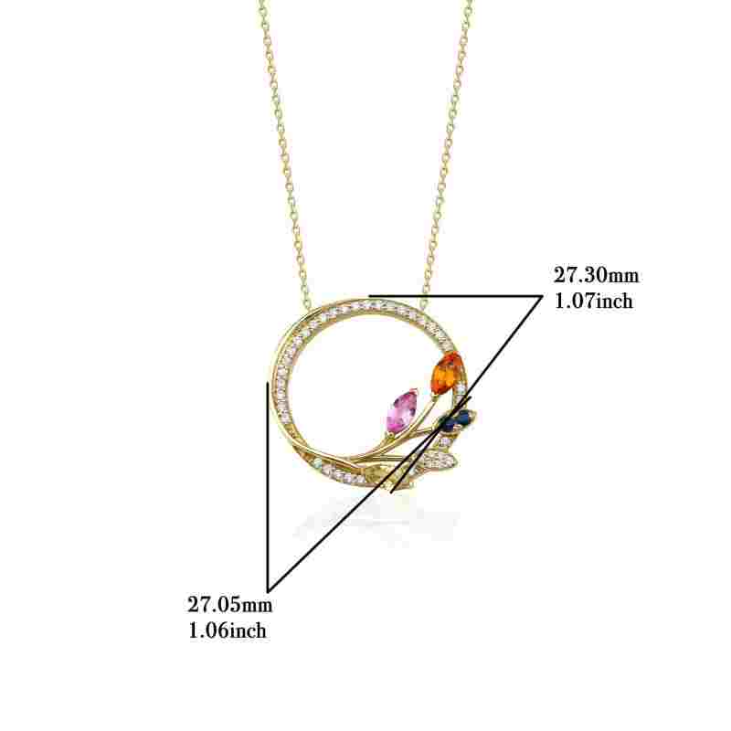 Multicolor Sapphire Flower Pendant 1.79ct Necklace