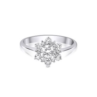 Diamond Cluster 0.87ct Engagement Ring