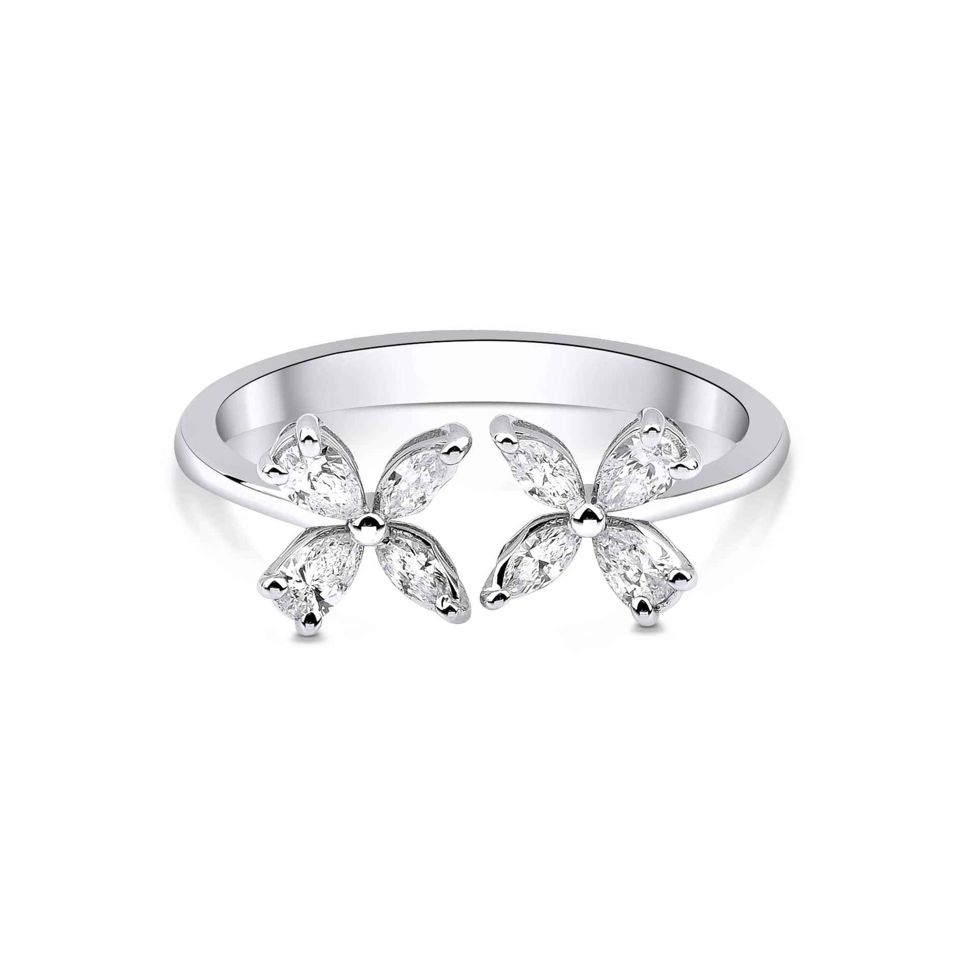 Floral Design Mix Cut 0.60ct Diamond Ring