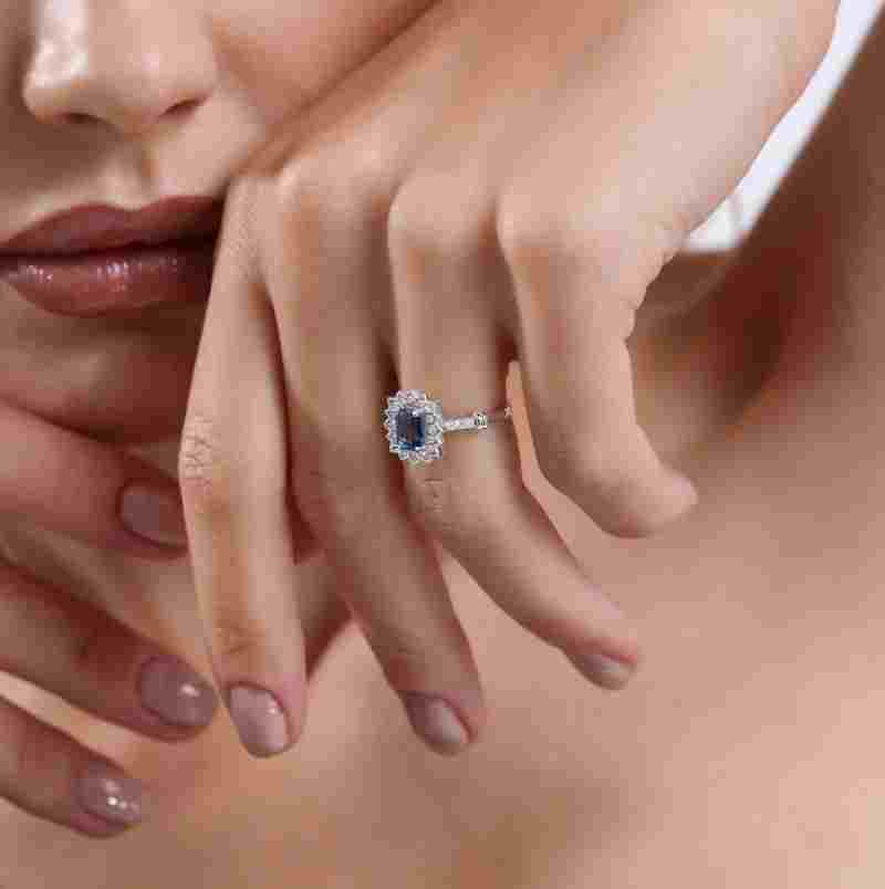 Sapphire And Diamond Halo 1.45ct Ring