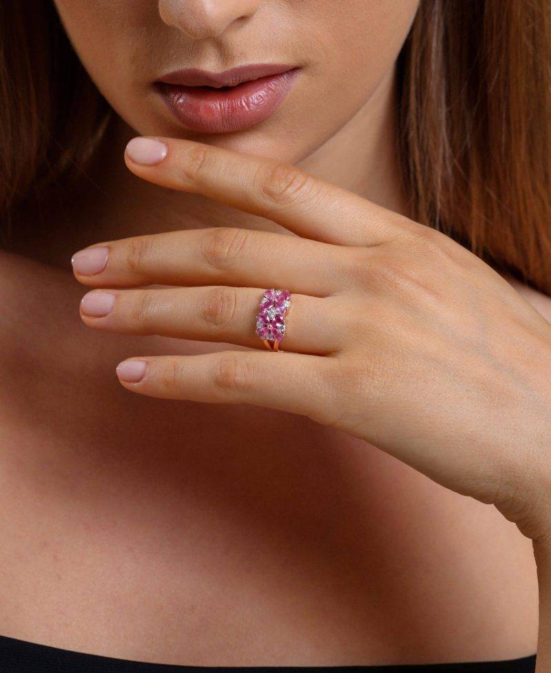 Pink Sapphire And Diamond 2.49ct Ring