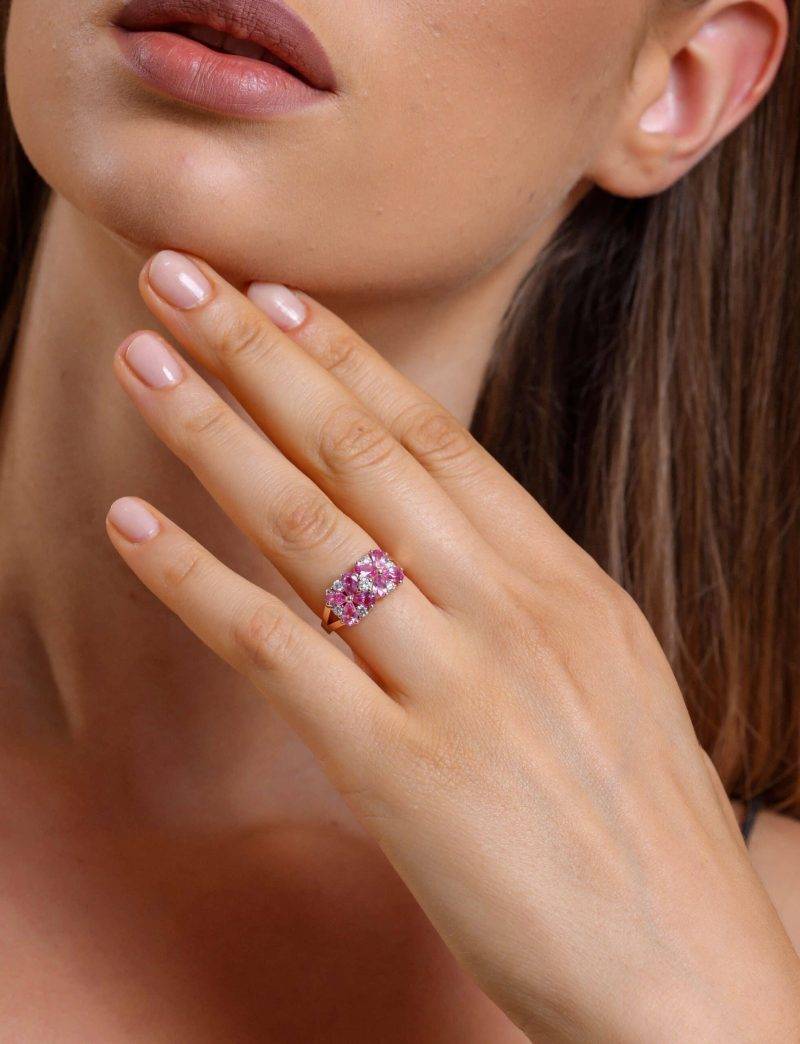 Pink Sapphire And Diamond 2.49ct Ring