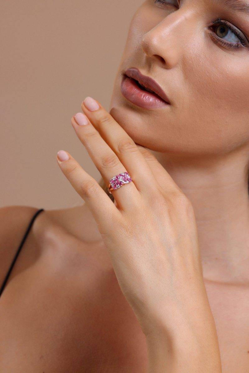 Pink Sapphire And Diamond 2.49ct Ring