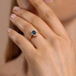 Blue Sapphire And Diamond Rose Gold 1.04ct Ring
