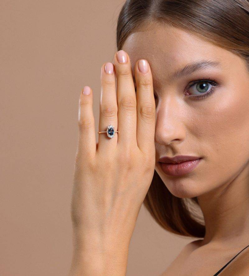 Blue Sapphire And Diamond Rose Gold 1.04ct Ring