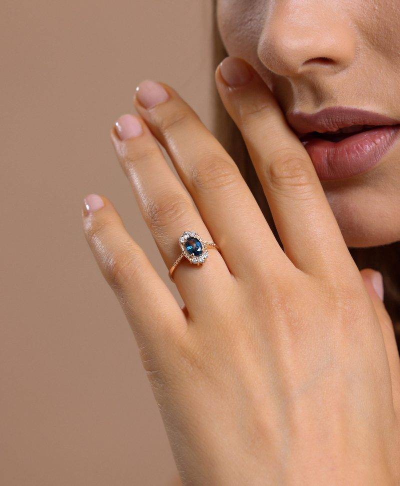 Blue Sapphire And Diamond Rose Gold 1.04ct Ring