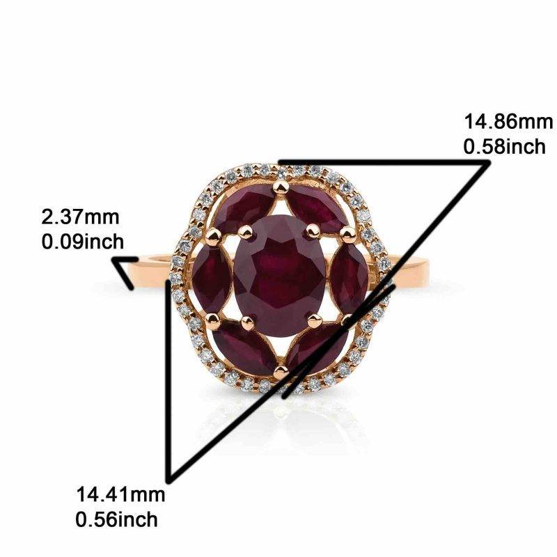 Ruby and Diamond Cluster 2.98ct Ring