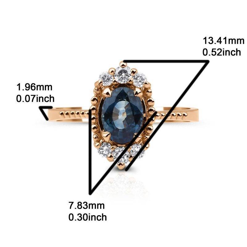 Blue Sapphire And Diamond Rose Gold 1.04ct Ring