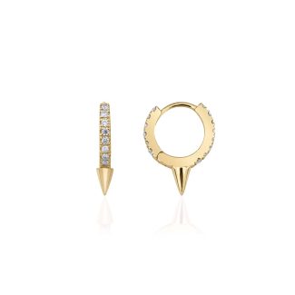 6mm Diamond And Solid Gold 0.15ct Huggies With Spikes