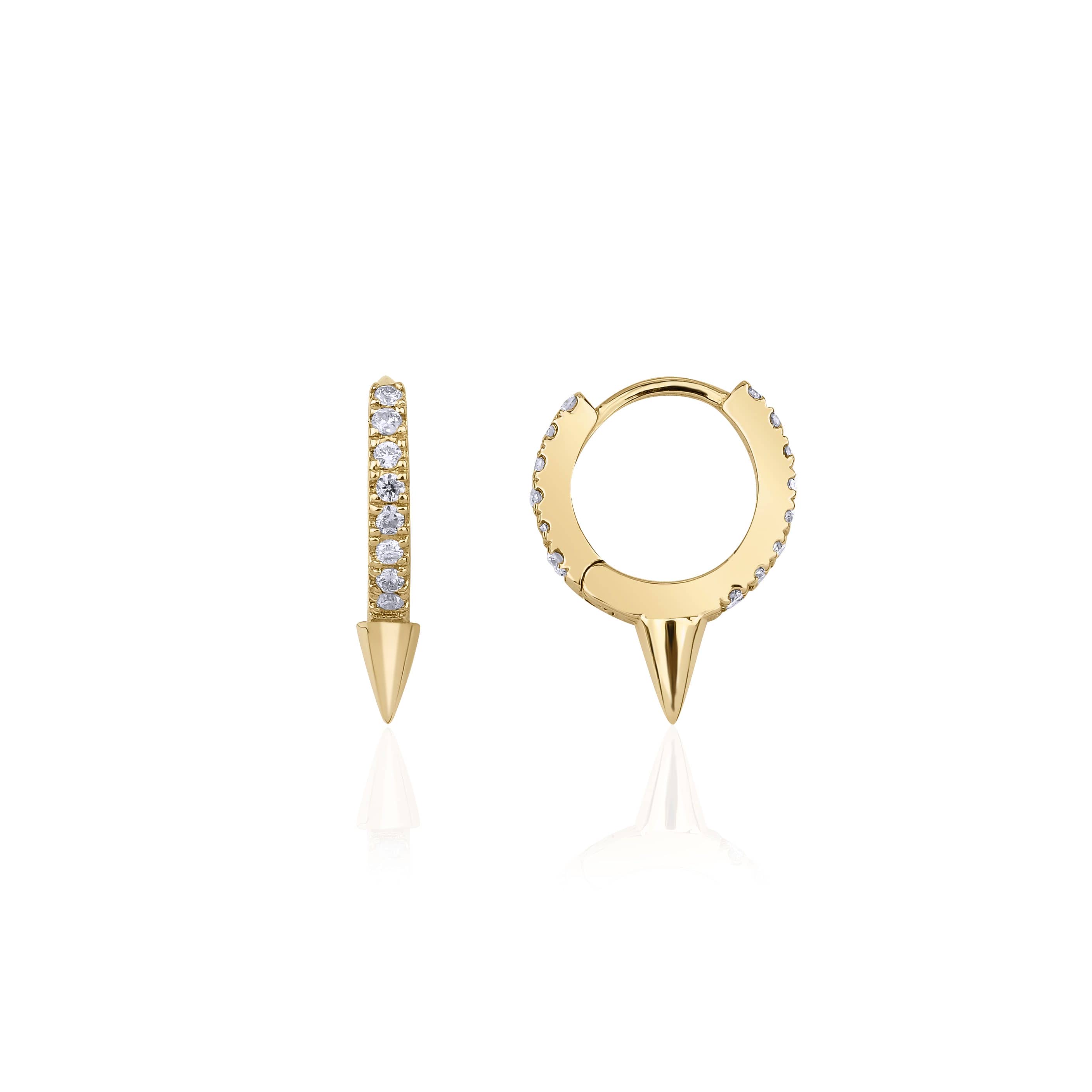 6mm Diamond And Solid Gold 0.15ct Huggies With Spikes