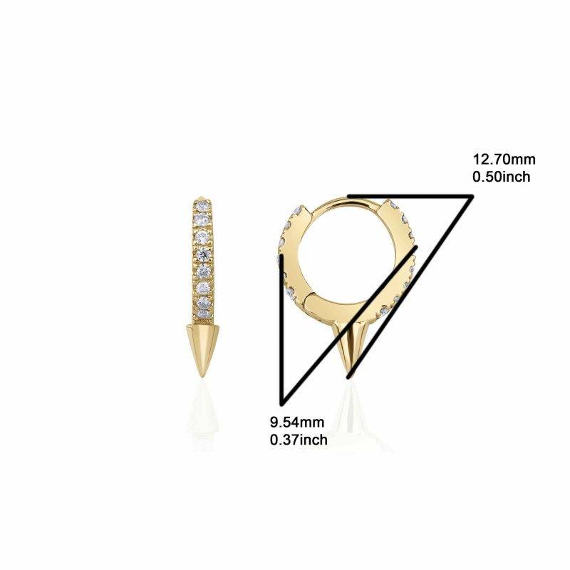 6mm Diamond And Solid Gold 0.15ct Huggies With Spikes