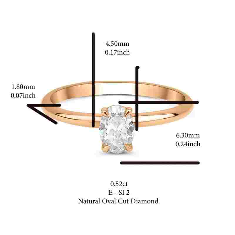 Oval Diamond Solitaire 0.52ct Ring