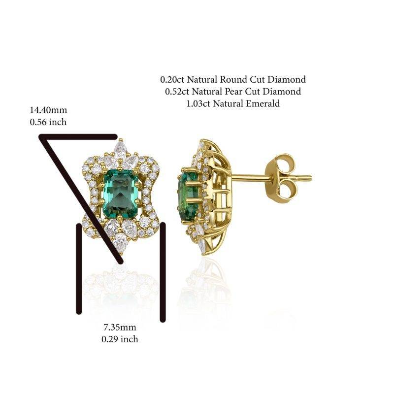 Emerald and Diamond Cluster 1.75ct Eearrings