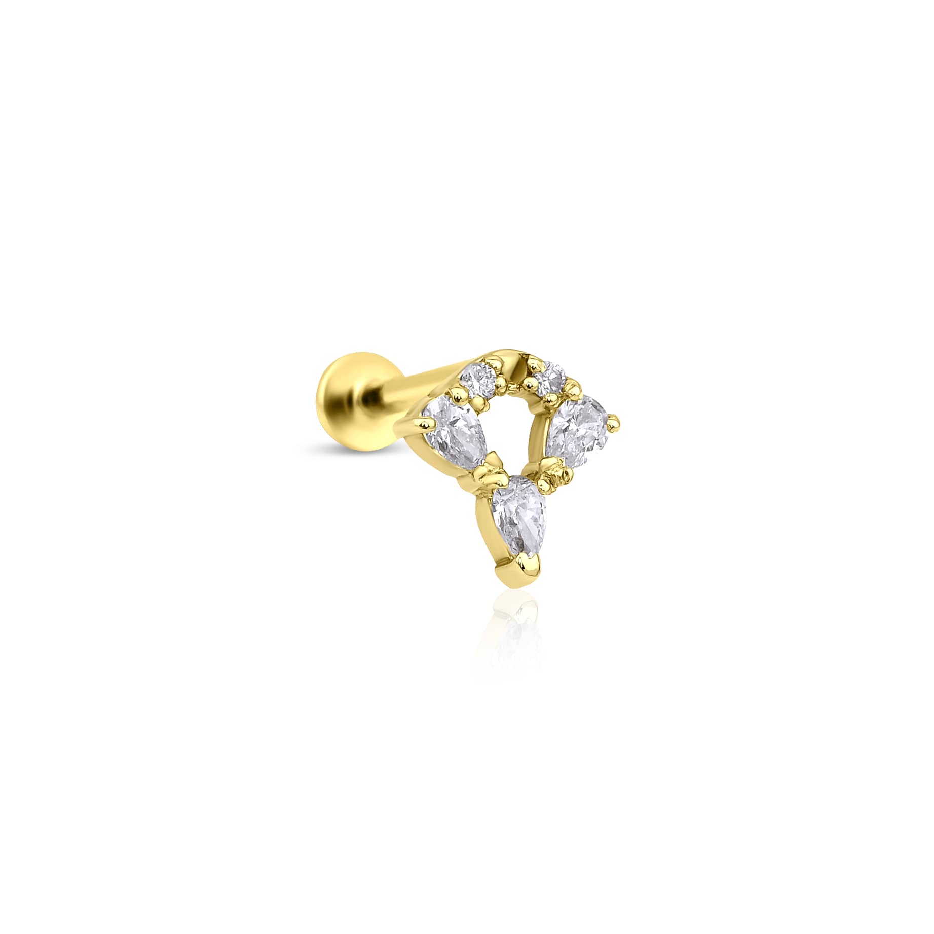 Marquise Diamond And Solid Gold 0.13ct Piercing