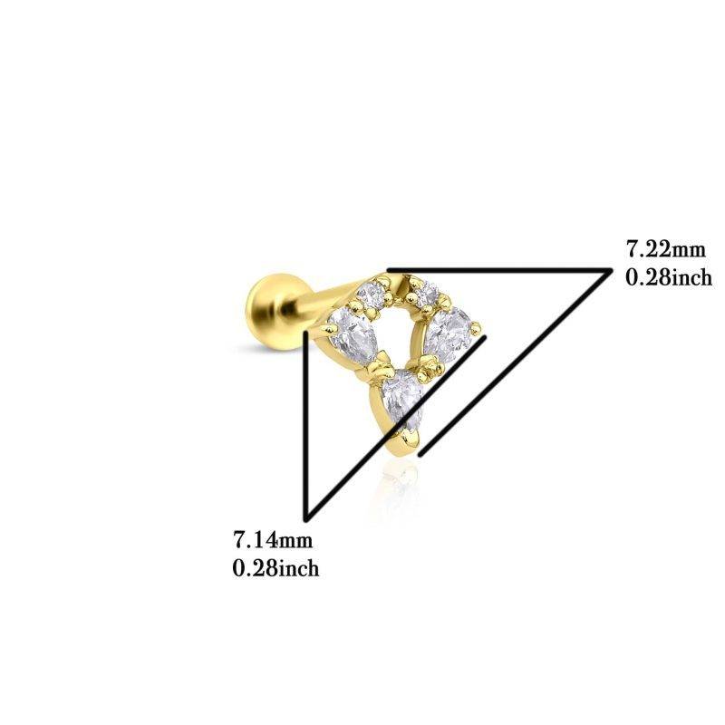 Marquise Diamond And Solid Gold 0.13ct Piercing