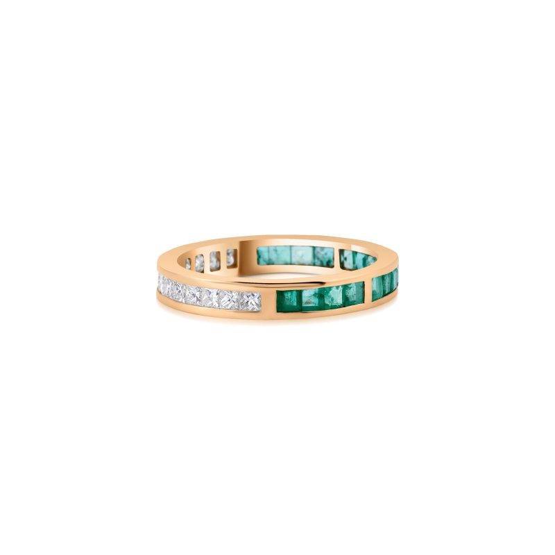 Emerald And Diamond Twin Eternity 2.01ct Band