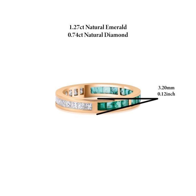 Emerald And Diamond Twin Eternity 2.01ct Band